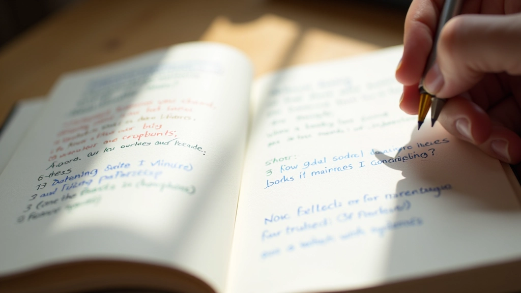 Notities op papier met handschrift en enkele doodles in kleur