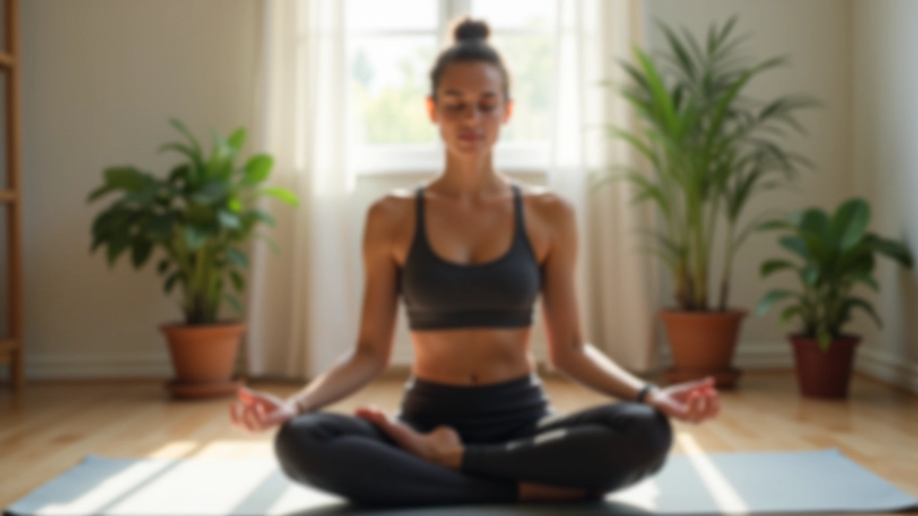 Persoon in meditatiehouding in een rustige, natuurlijke omgeving