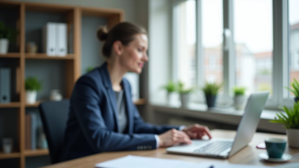 Professioneel werkt met aandacht aan een taak in een schone kantoromgeving